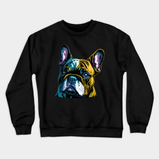 Yellow and Teal French Bulldog Face Crewneck Sweatshirt